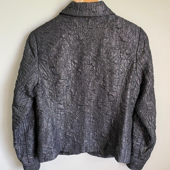 Erin by Erin London Women's Button Up Black Metallic Crinkled Look Jacket‎ Small - Picture 3 of 11